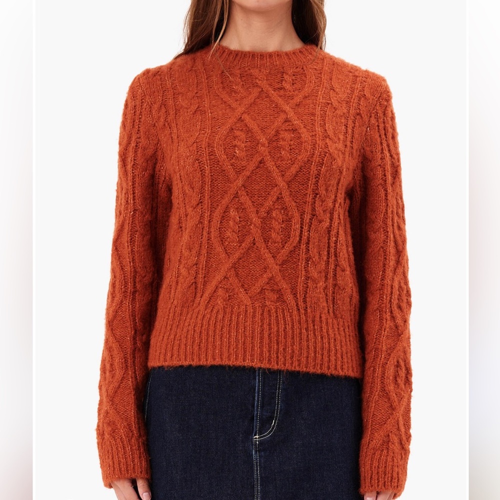NWT ROLLA'S Rust Orange Cable Knit Sweater